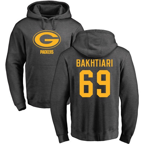 Men Green Bay Packers Ash #69 Bakhtiari David One Color Nike NFL Pullover Hoodie Sweatshirts